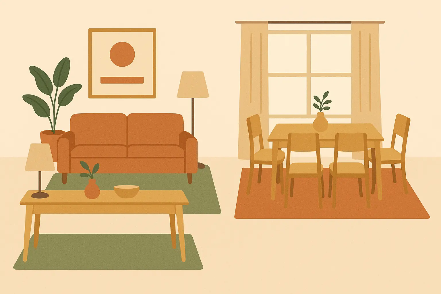 Living room implementation example with furniture arrangement