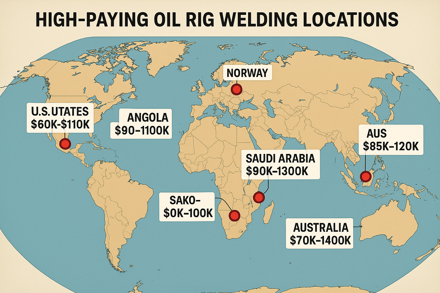 Geographic salary map for oil rig welders