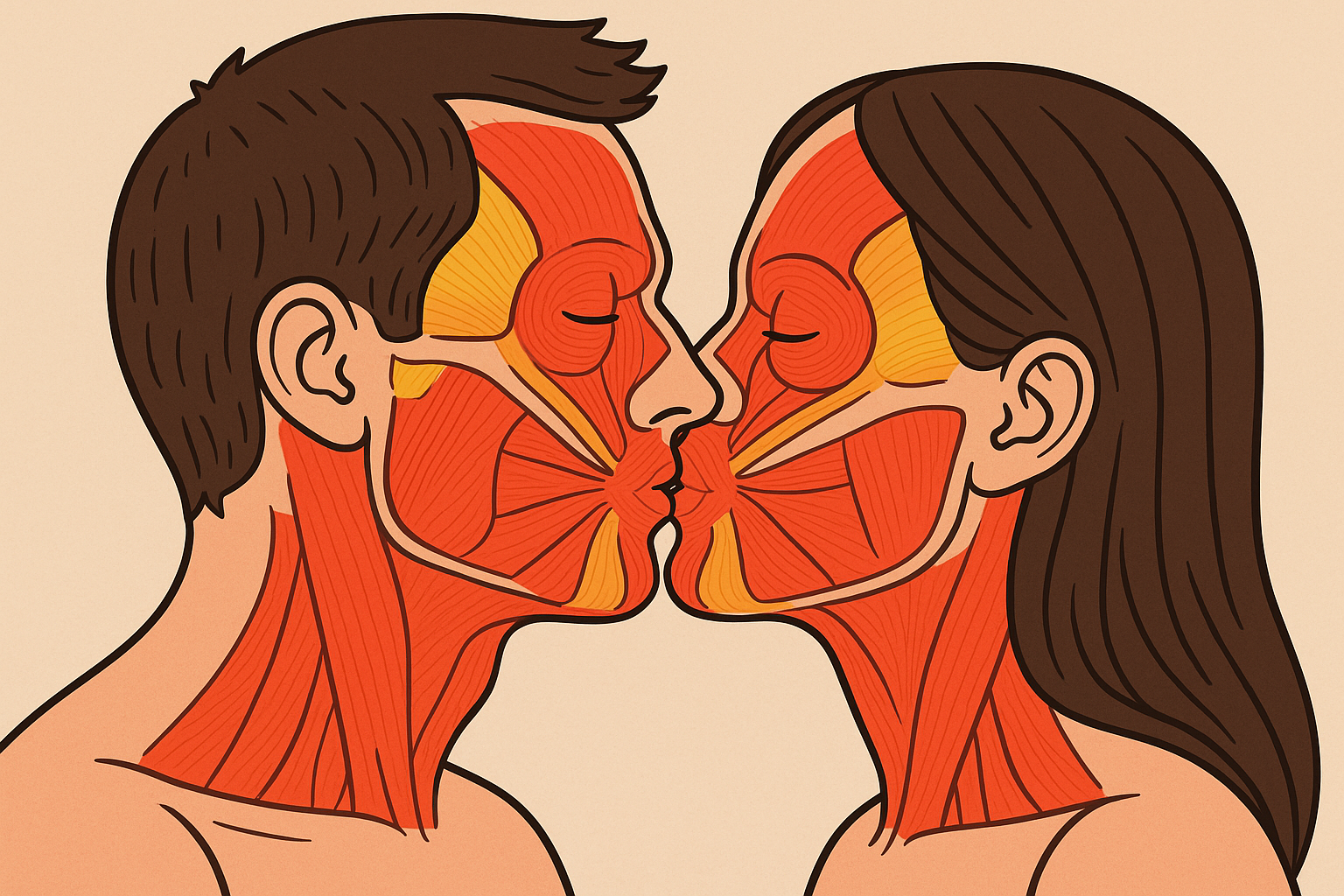 Facial muscle anatomy during kissing