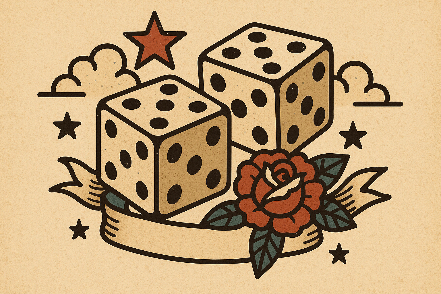 Vintage and decorative dice tattoo styles