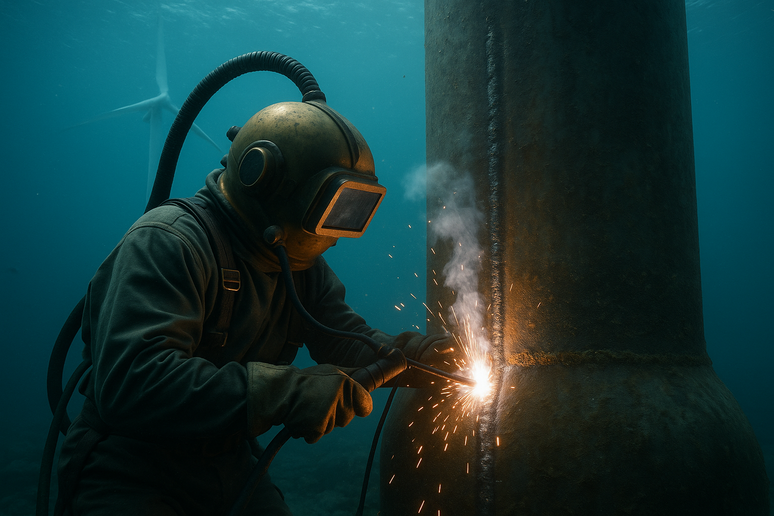 Offshore wind farm underwater welding work