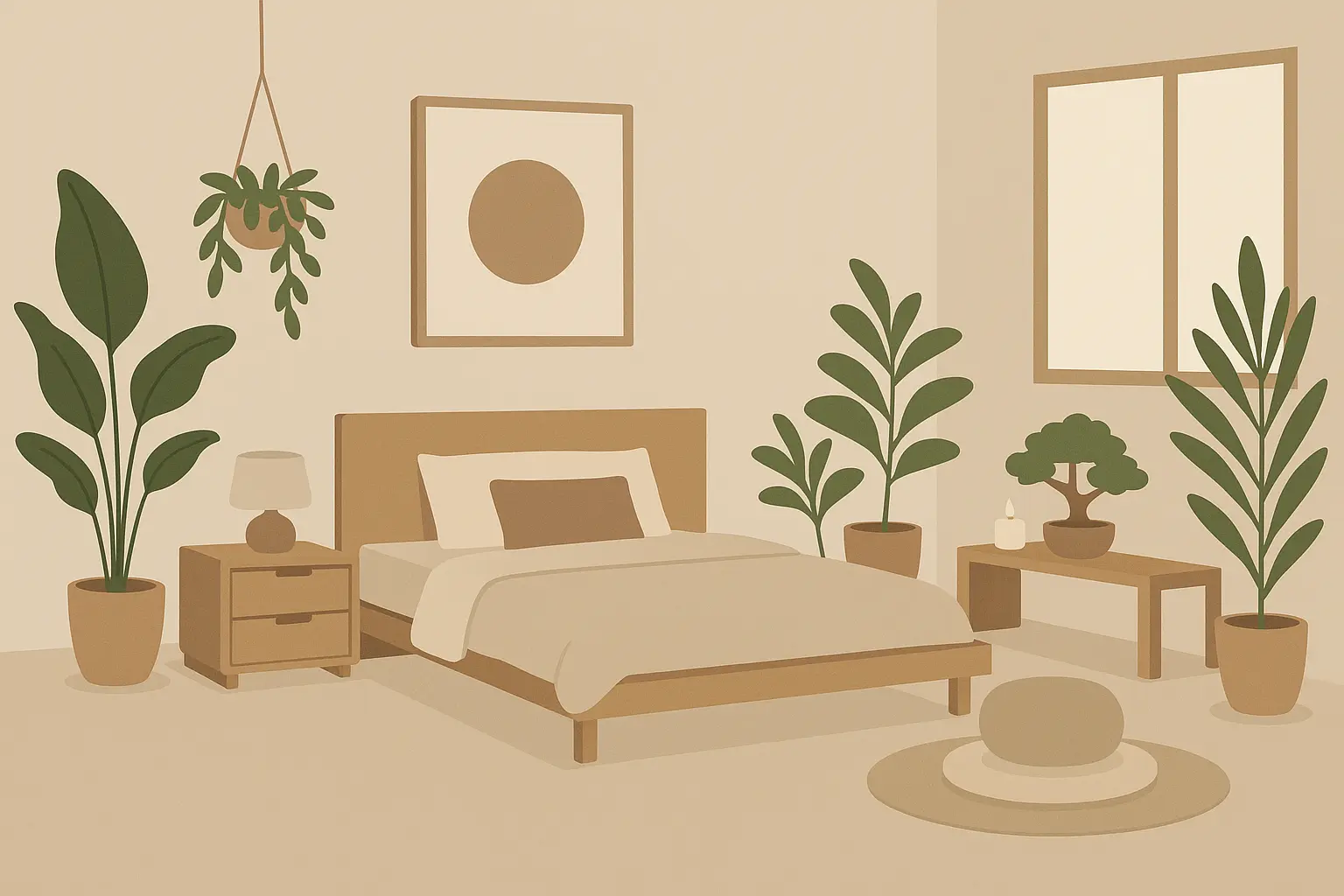Minimalist zen boy's bedroom with calm atmosphere