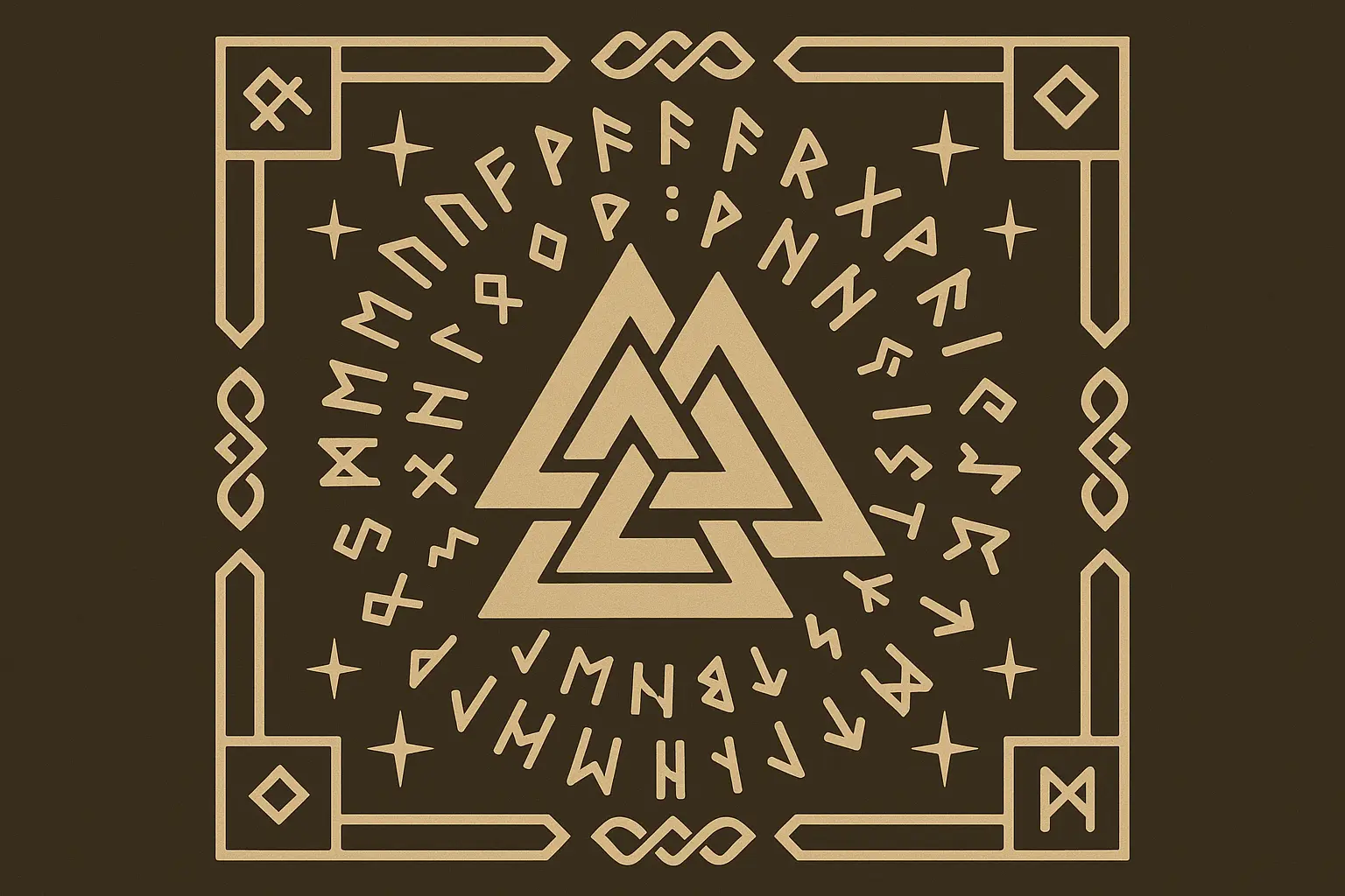 Valknut with Until Valhalla runes tattoo design