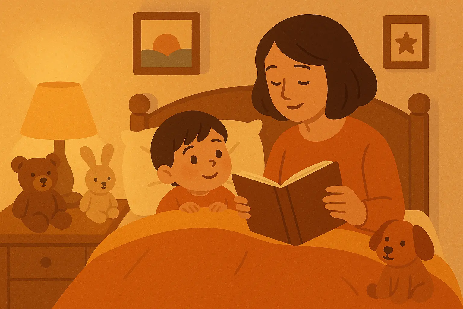 Collection of colorful children's bedtime books