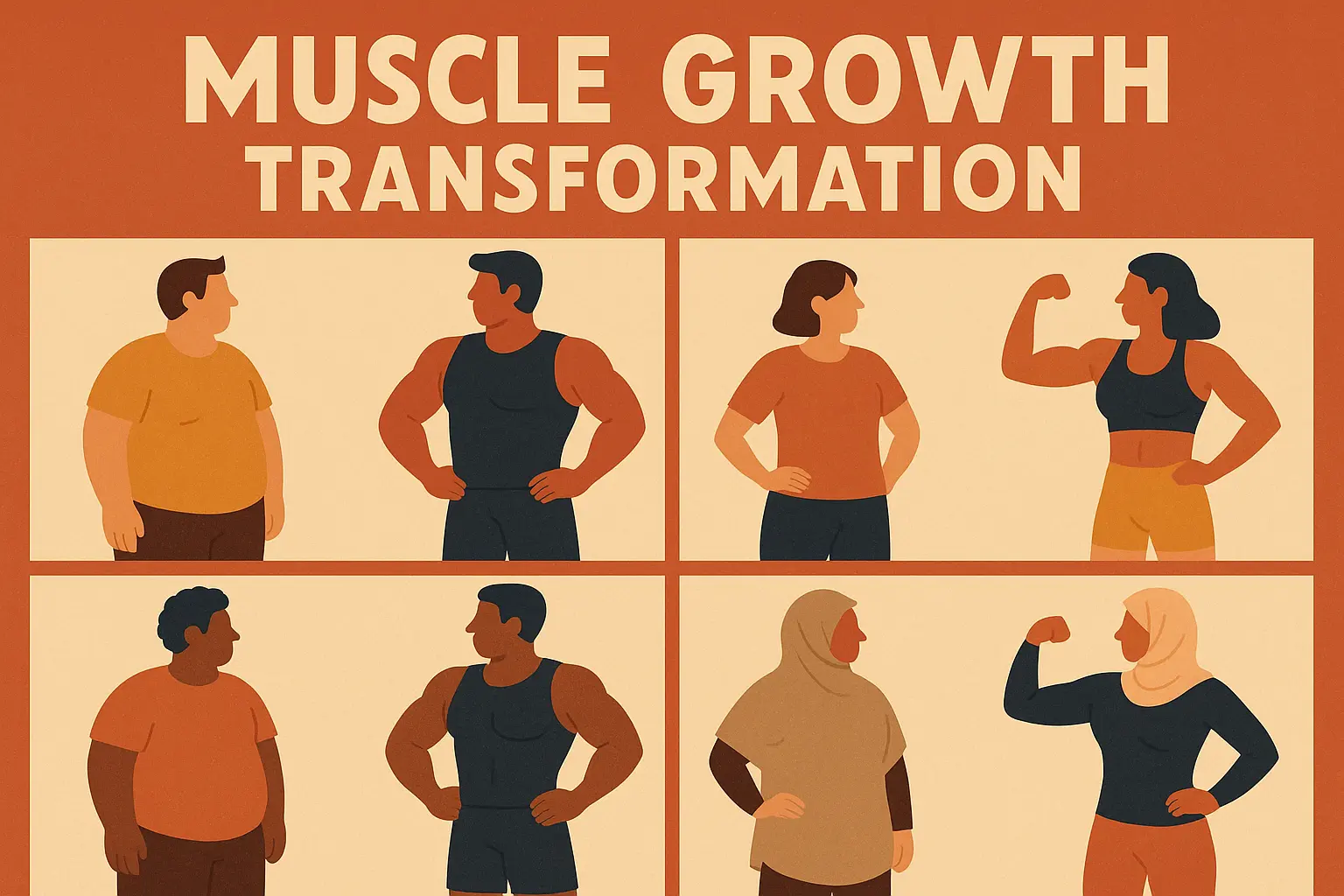 Muscle growth transformation before and after comparison