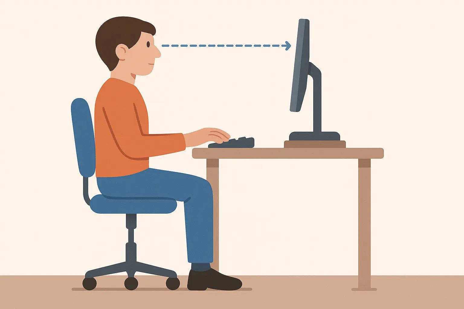 Proper ergonomic workstation setup for neck pain prevention