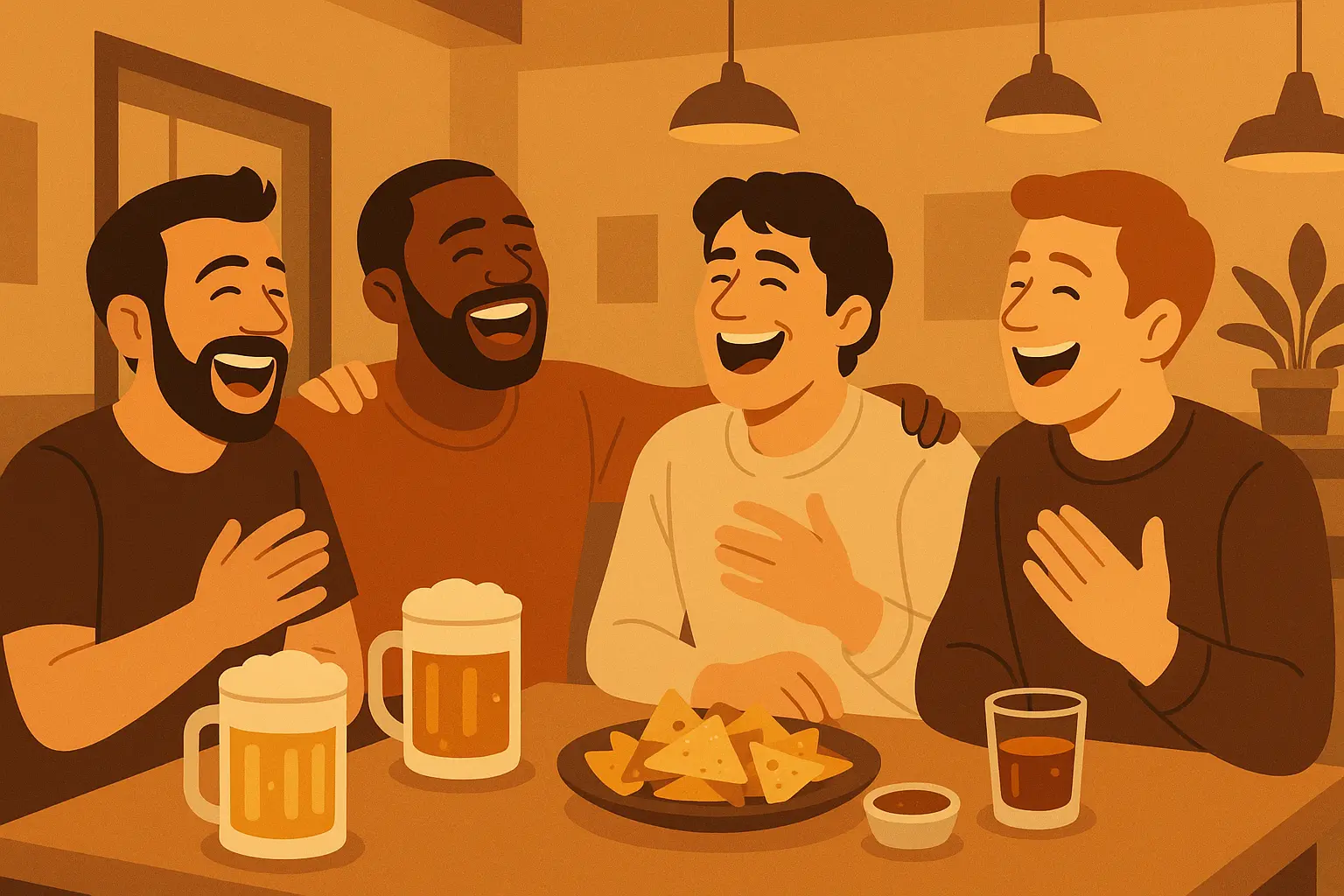 Group of friends at bachelor party celebration