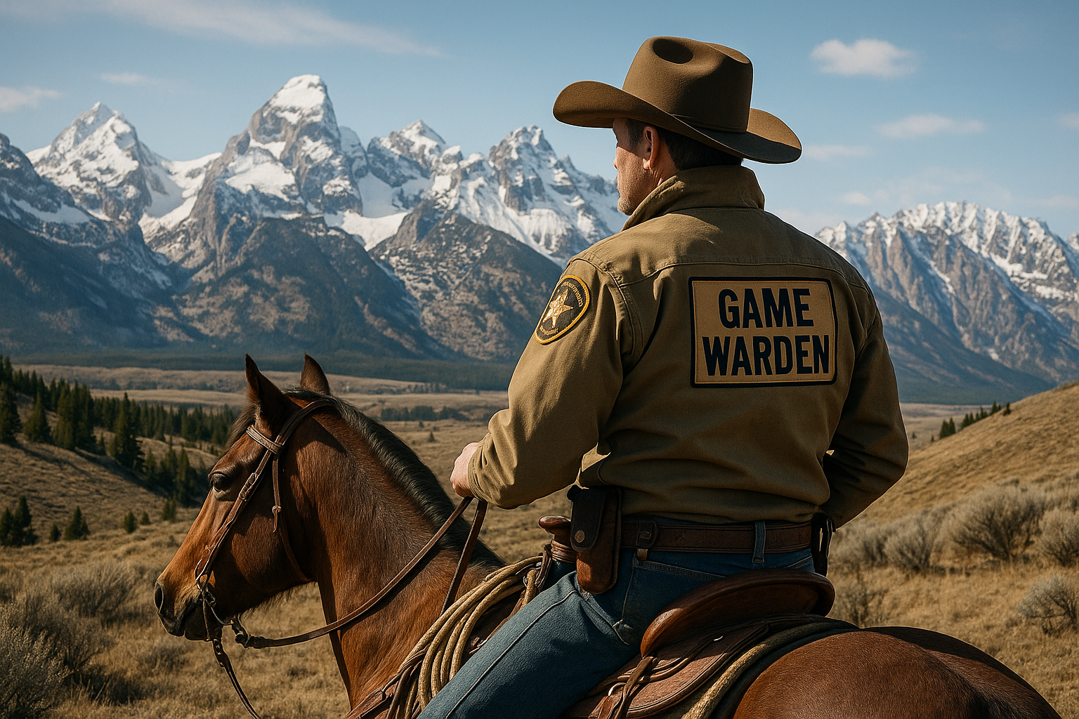Western state warden on mountain patrol