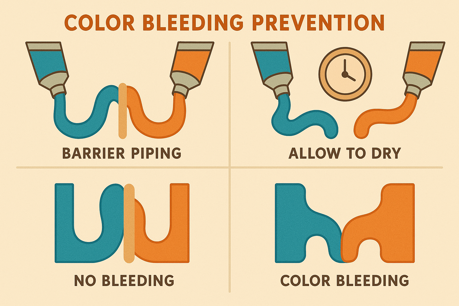 Royal icing color bleeding prevention techniques