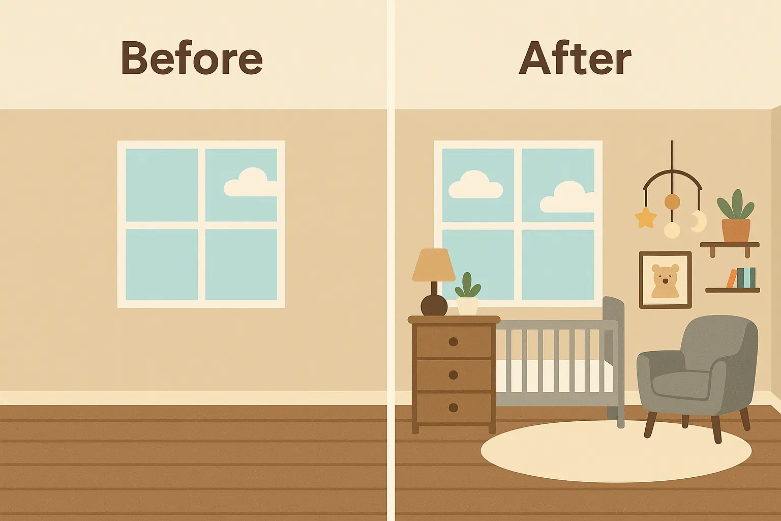 Comprehensive baby girl nursery room transformation