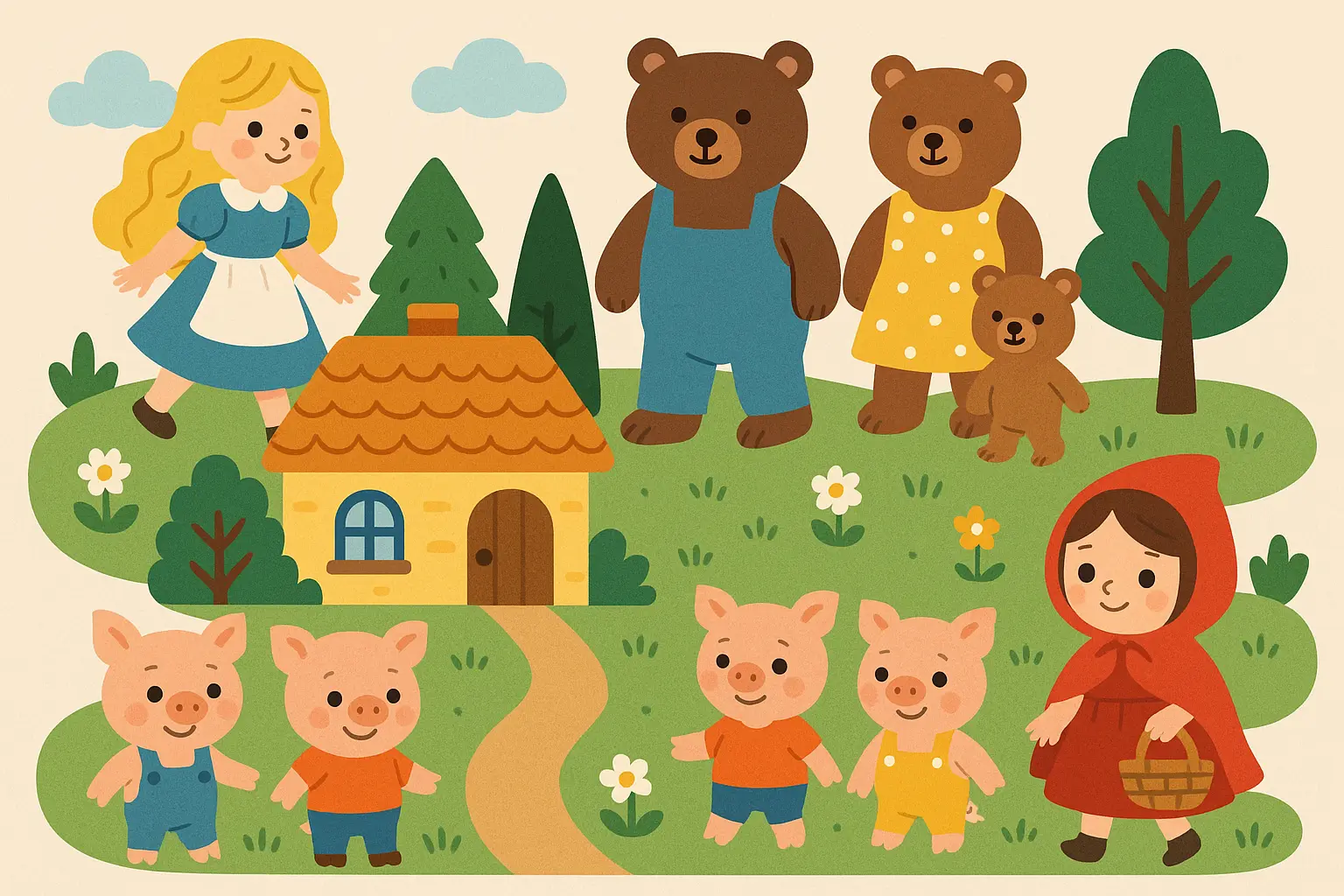 Classic fairy tale characters illustration