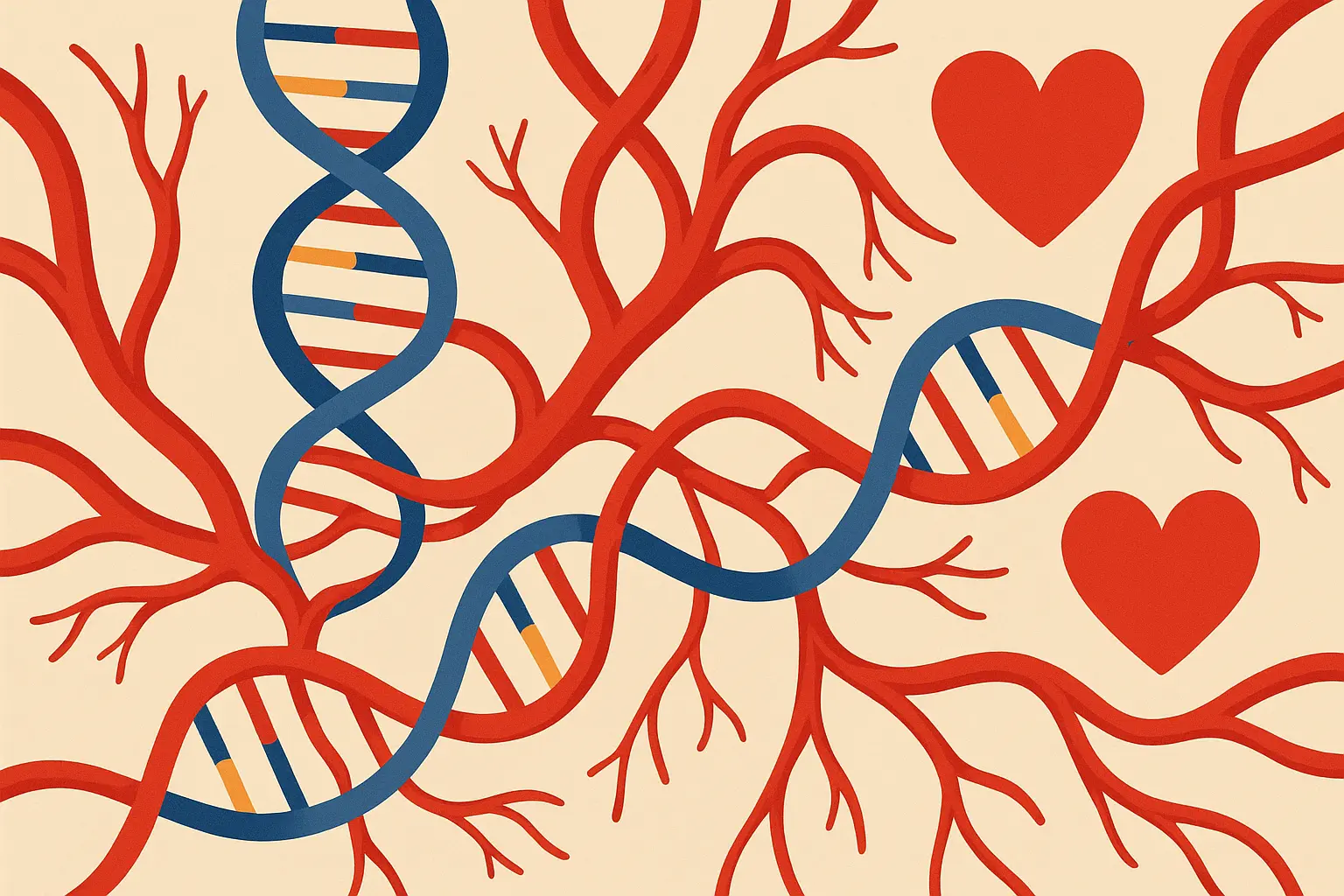 DNA double helix structure representing genetic factors in blood pressure