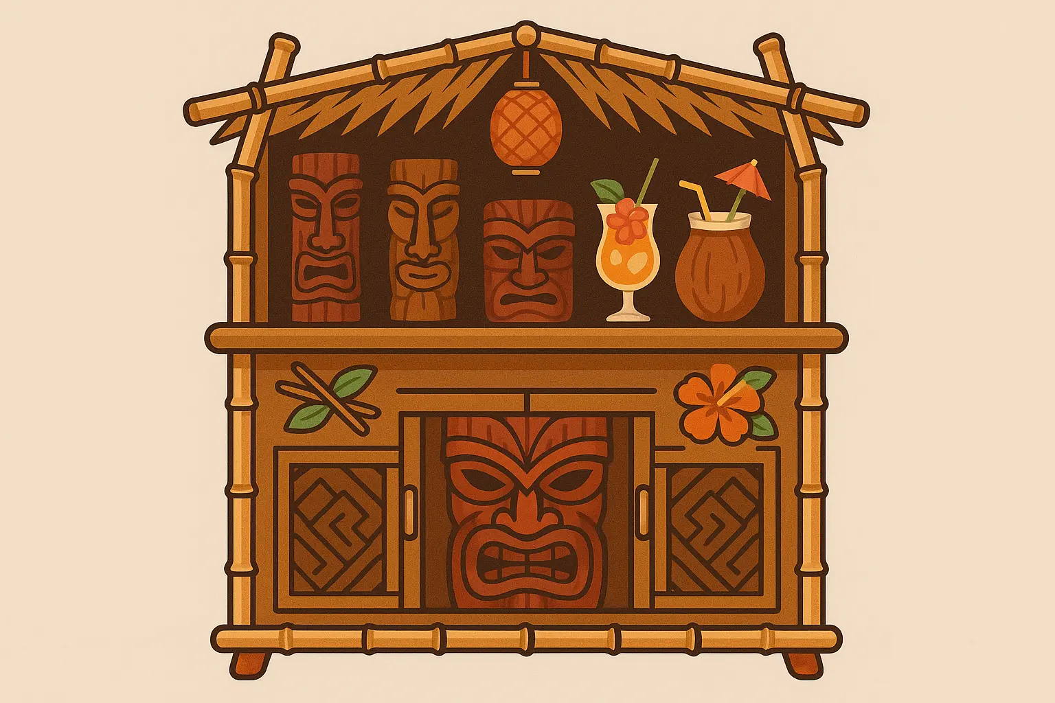 Tiki bar cabinet
