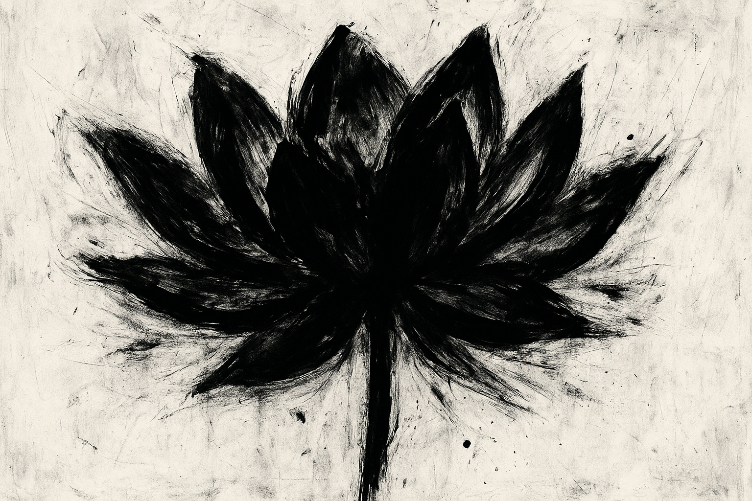 Abstract expressionist black lotus tattoo