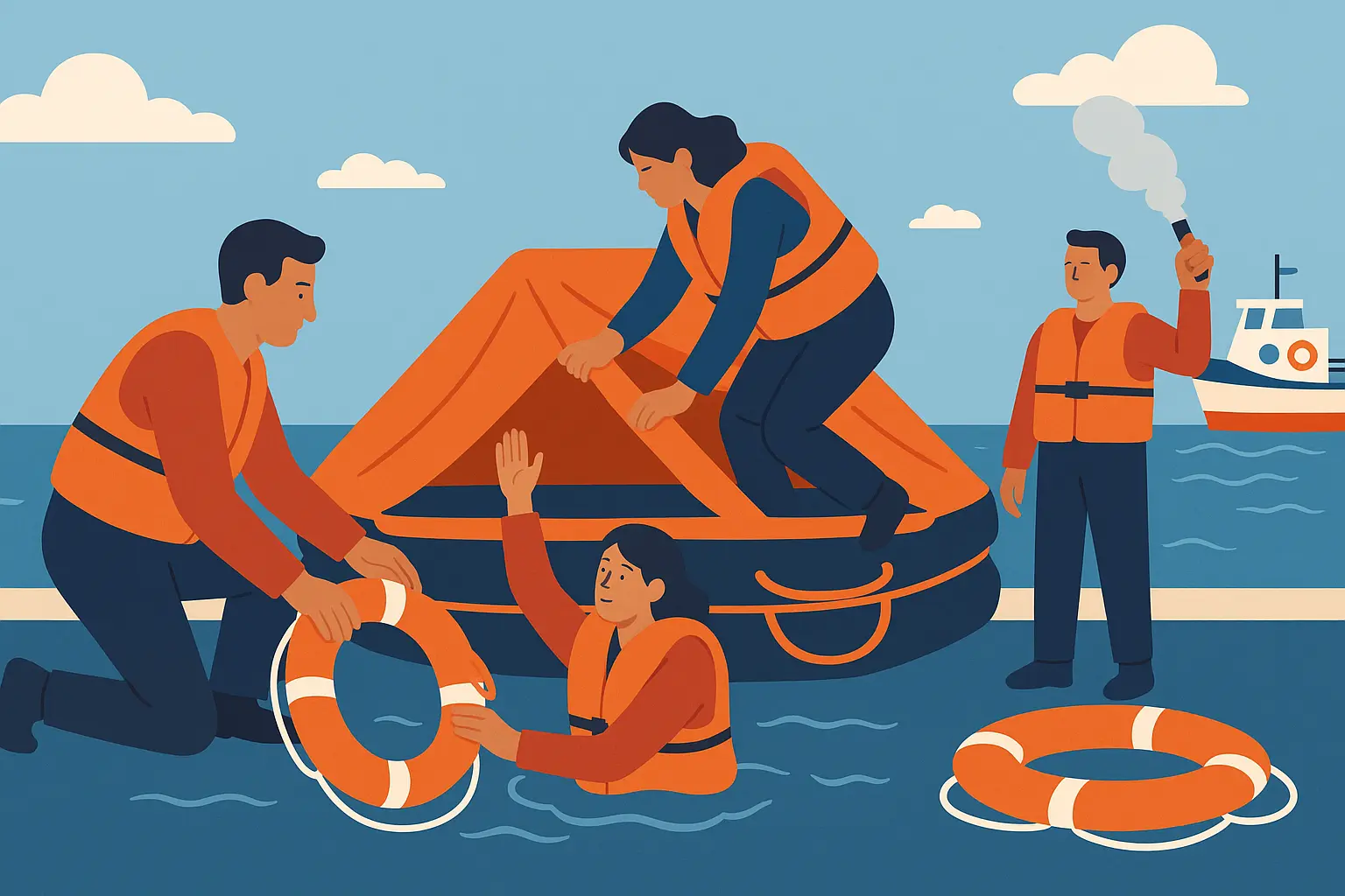 STCW safety training with lifeboat equipment