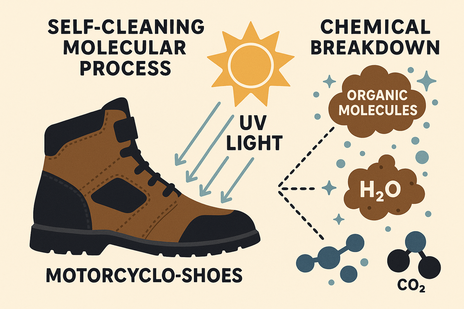 Self-cleaning motorcycle shoe technology