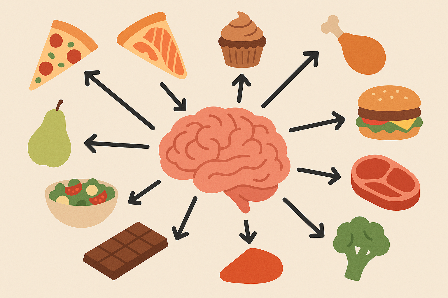 Food decision fatigue illustration