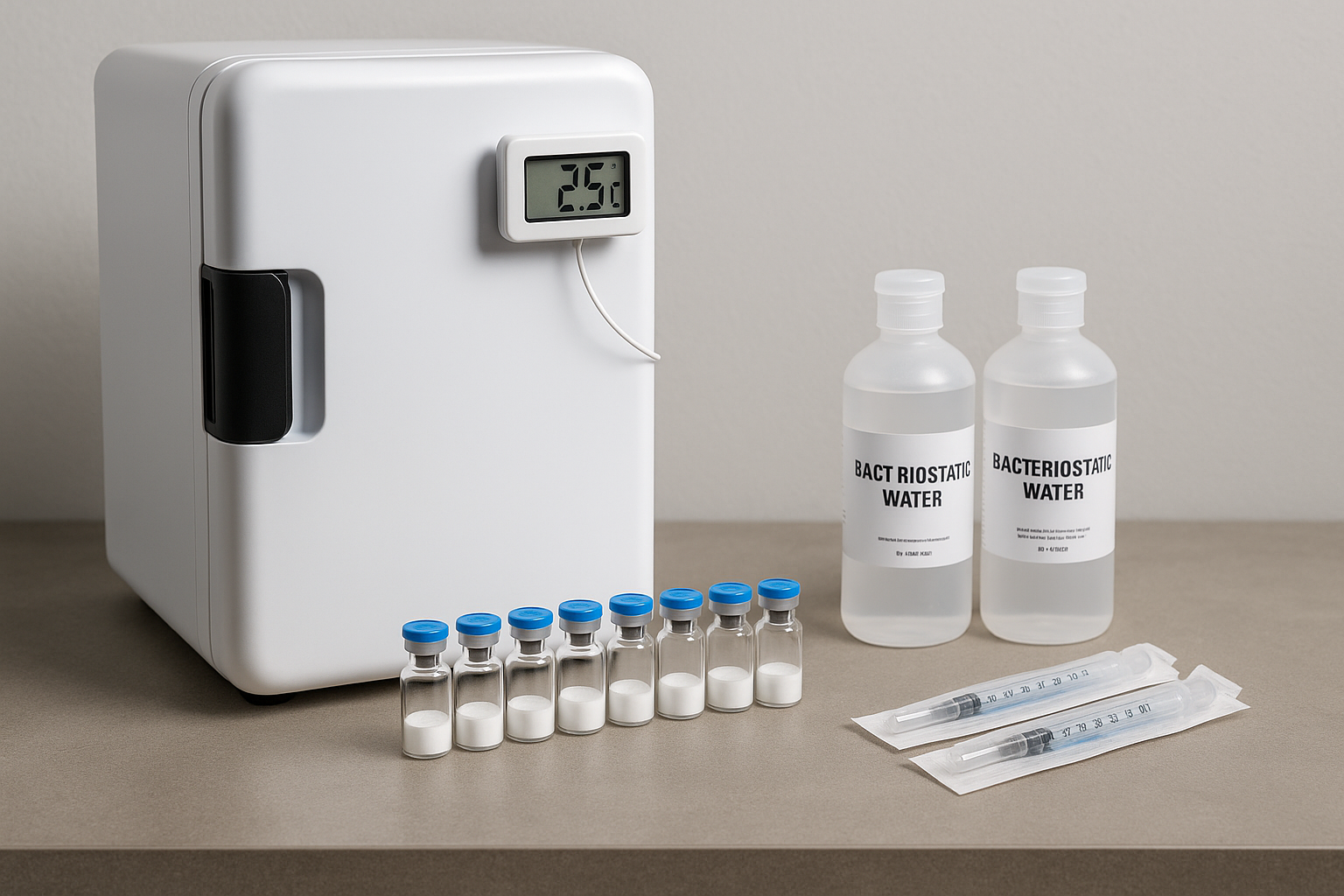 Peptide storage and reconstitution setup