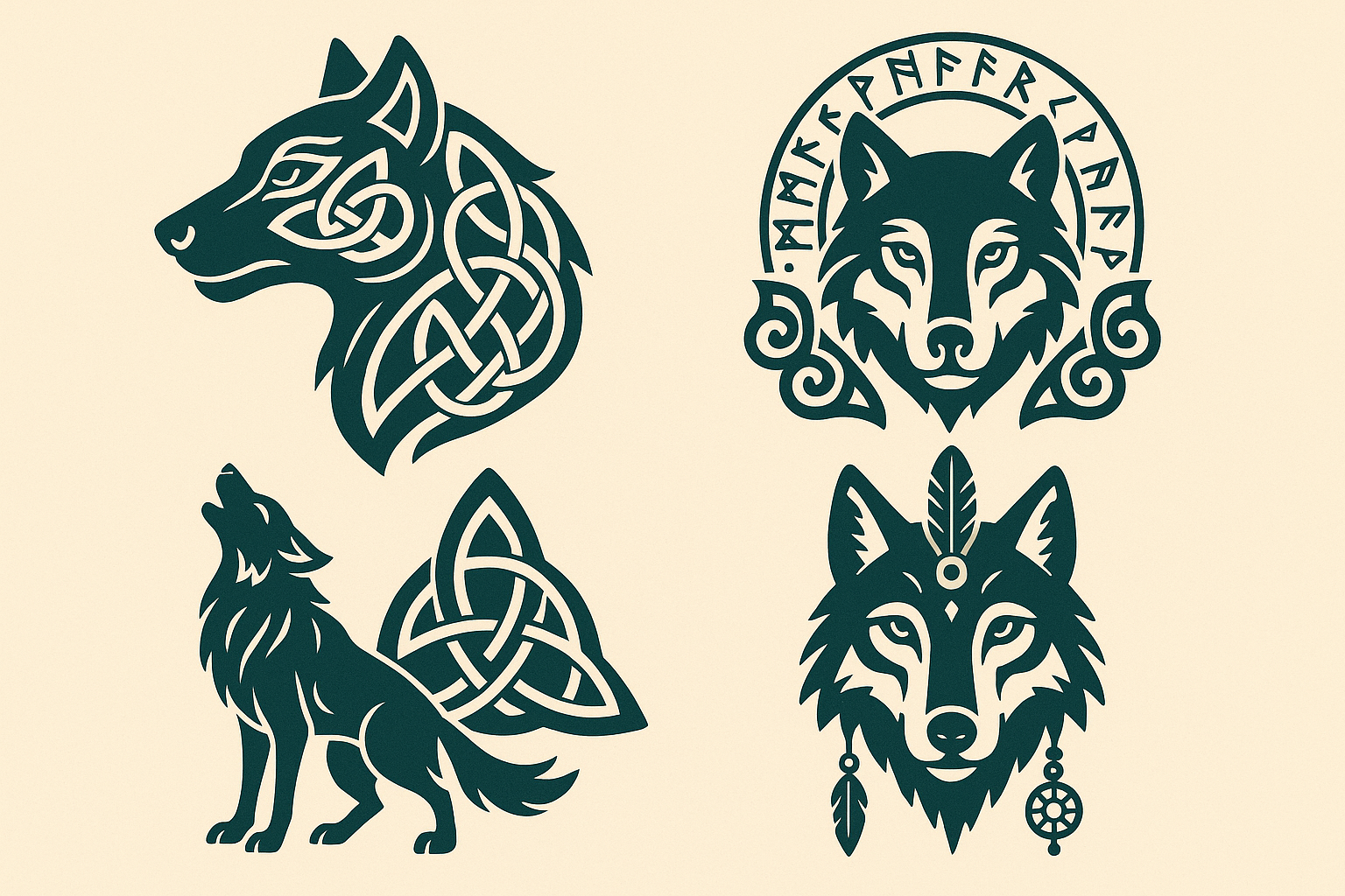 Spiritual lone wolf tattoo designs