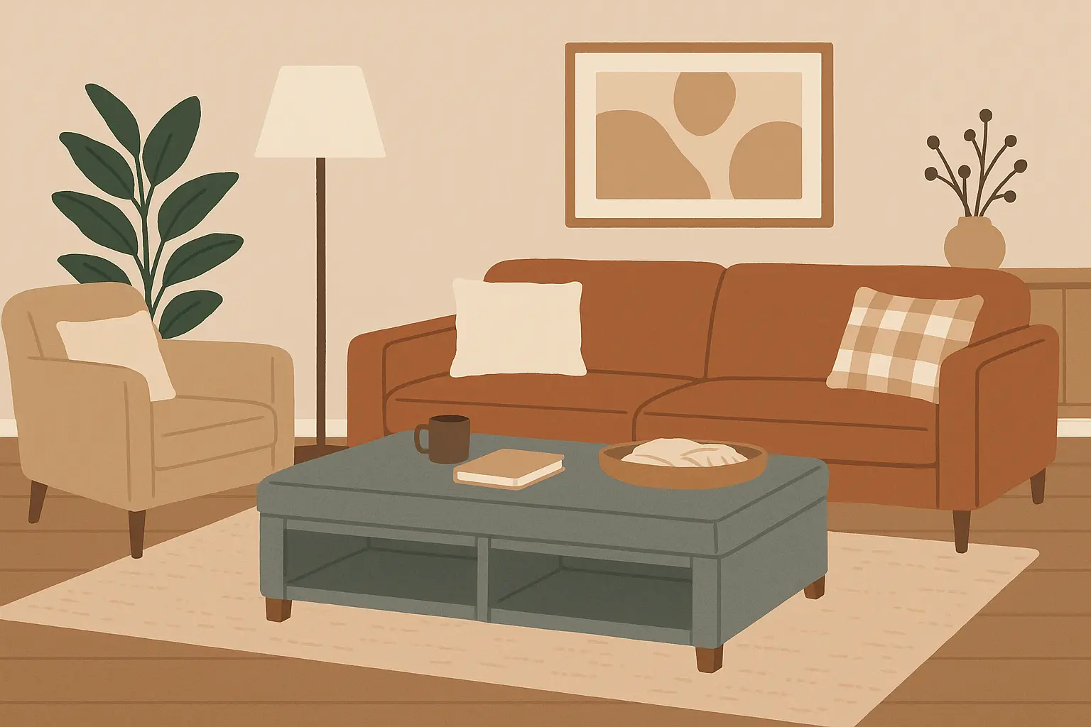 Ottoman storage coffee table in modern living room