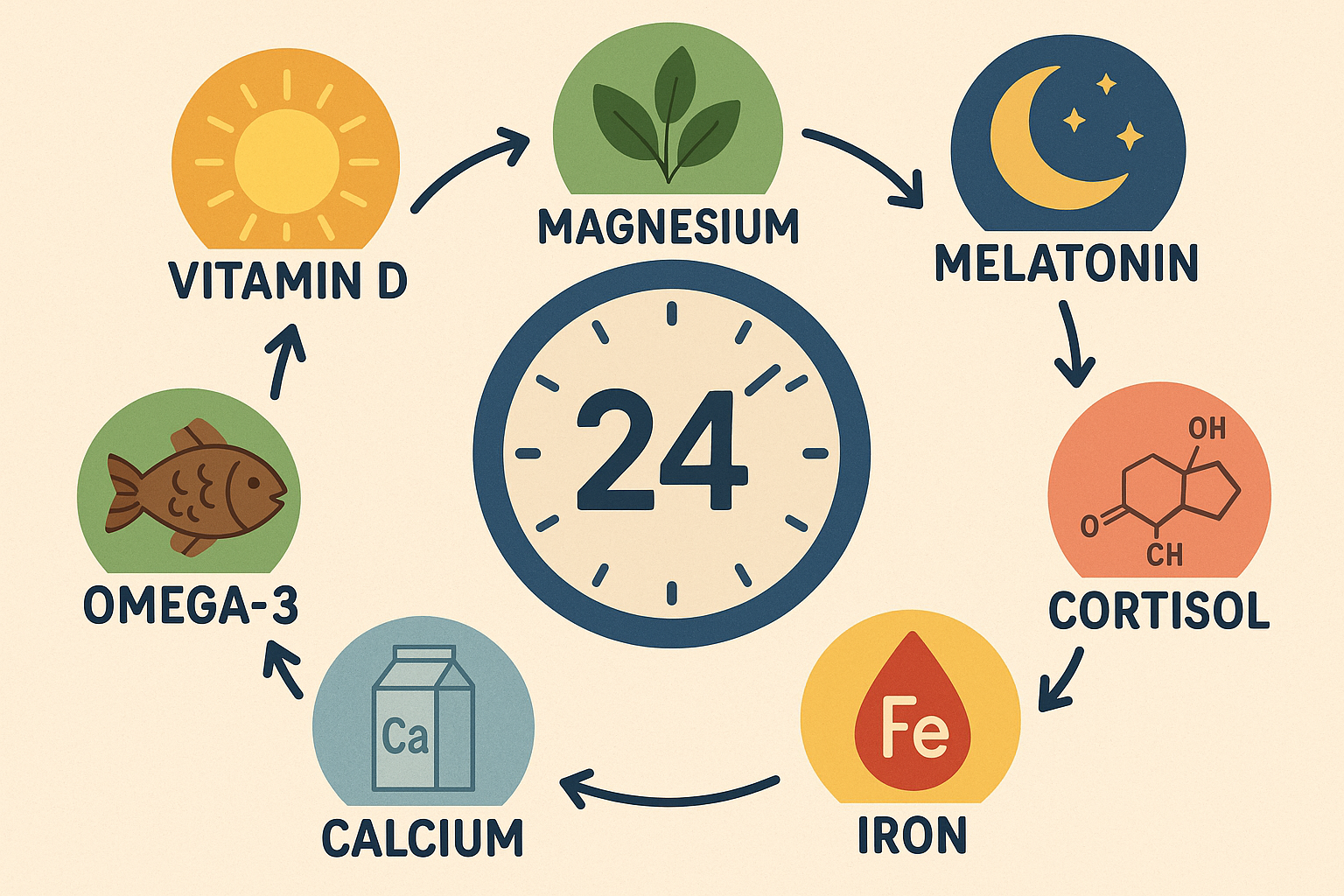 Circadian rhythm nutrient absorption timing chart