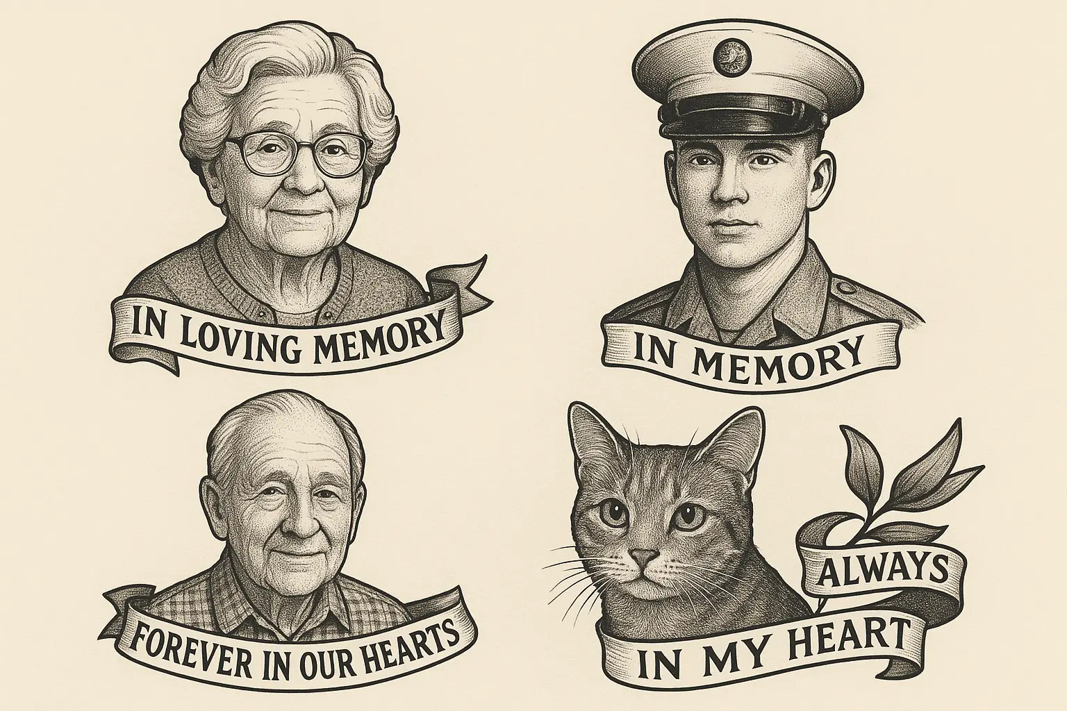 Memorial portrait tattoo designs