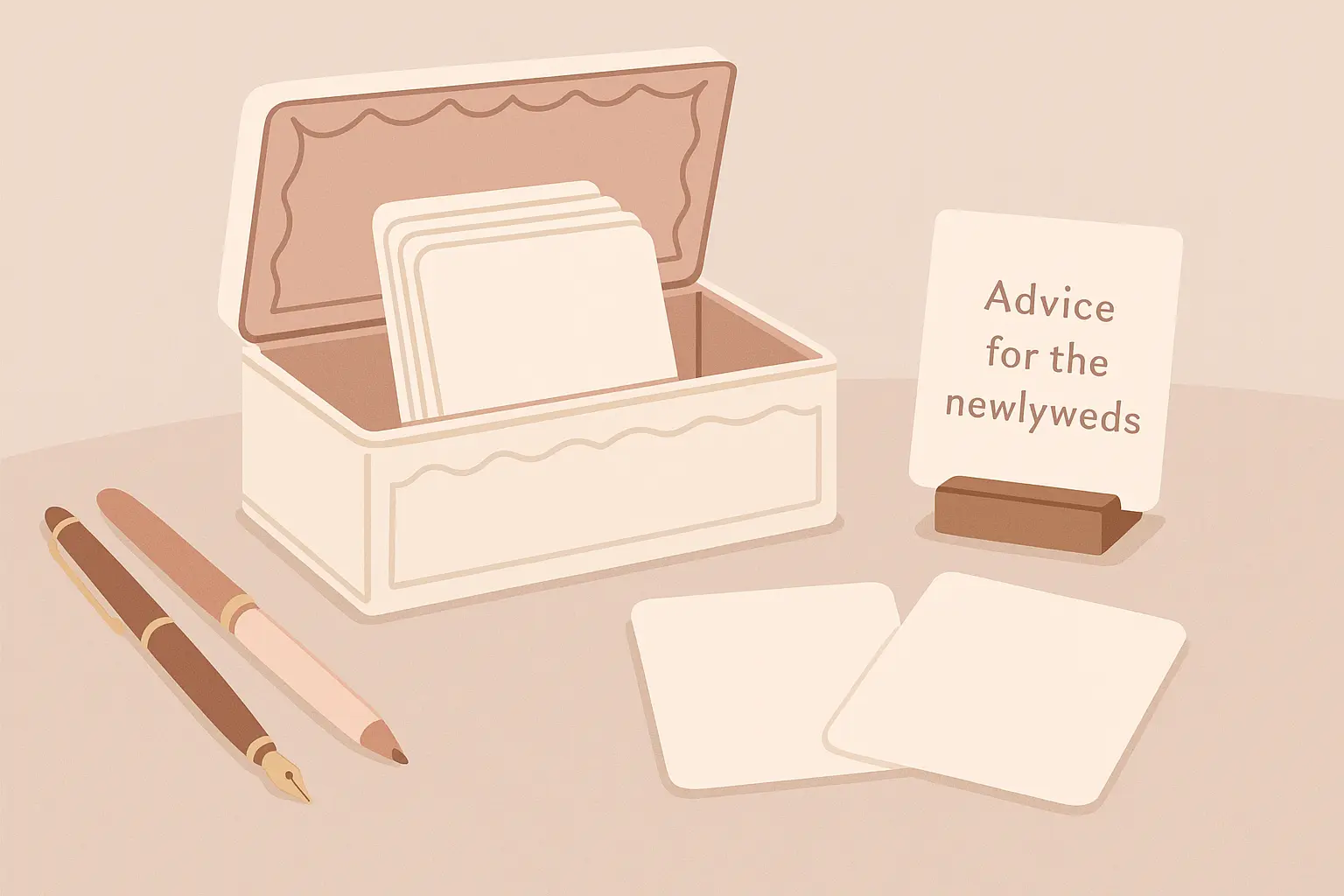 Wedding advice cards display setup
