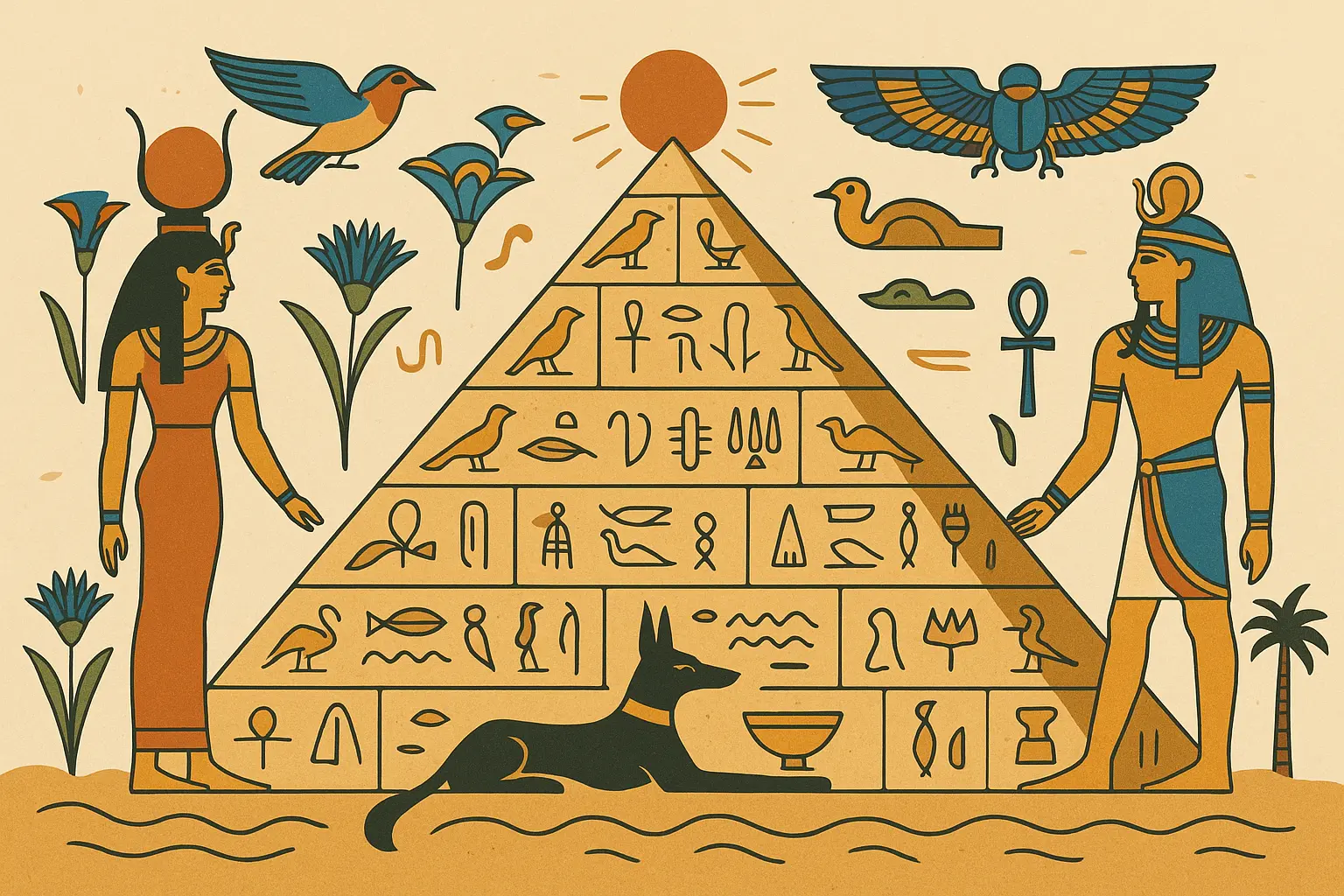 Egyptian pyramid tattoo designs with hieroglyphics