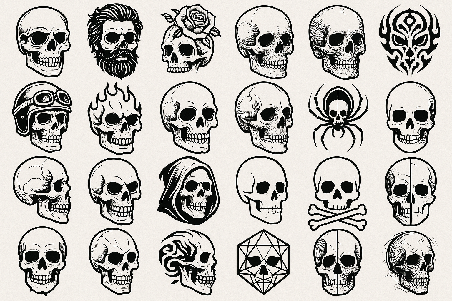 25 Skull Tattoo Stencils Collection