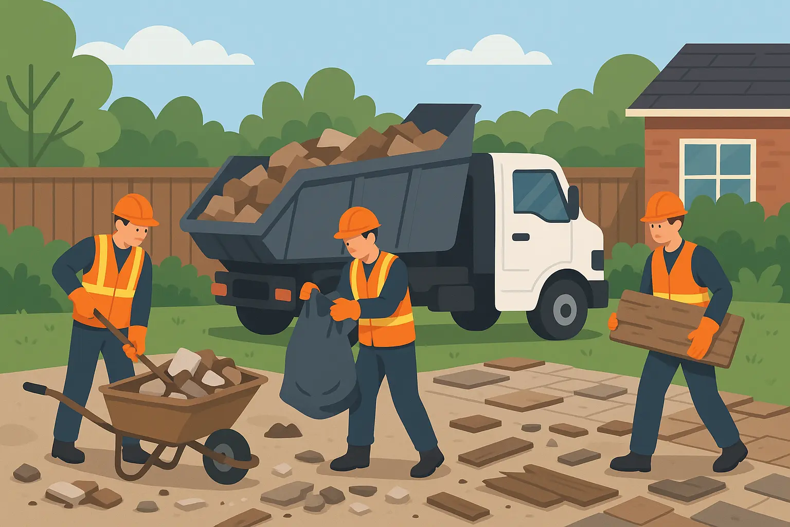 Professional debris removal supporting concrete patio construction