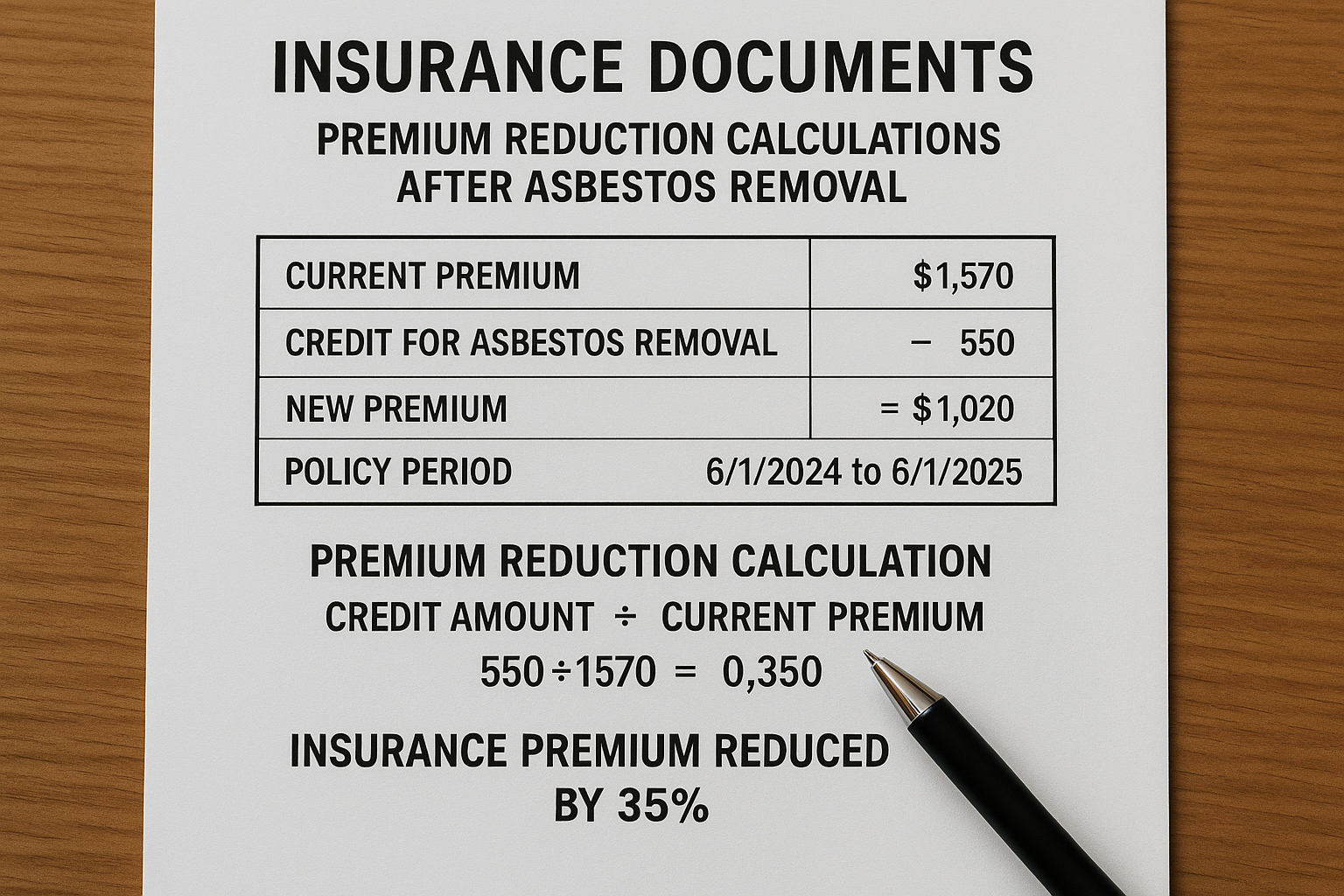 Insurance premium reduction calculations