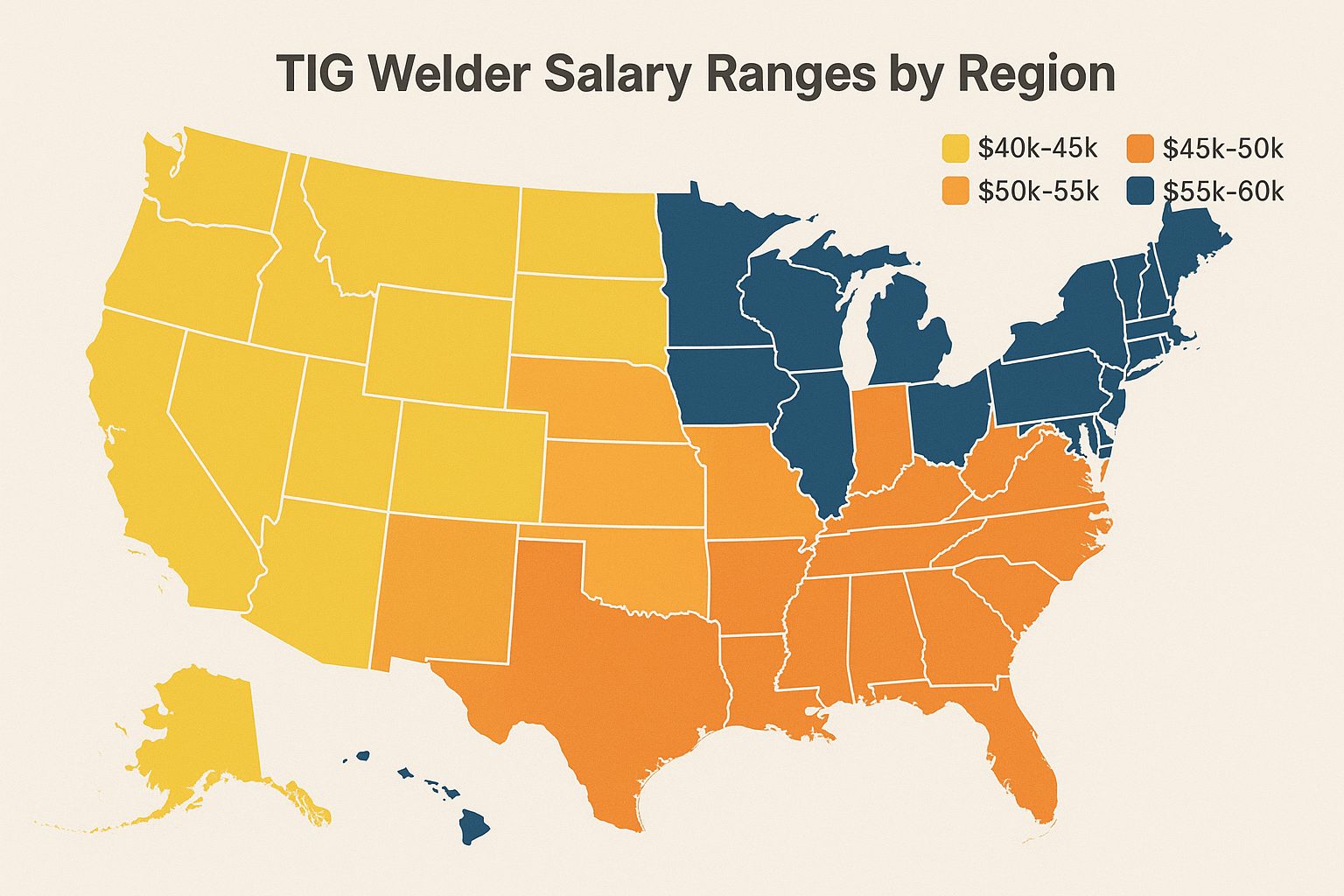 Geographic salary differences for TIG welders