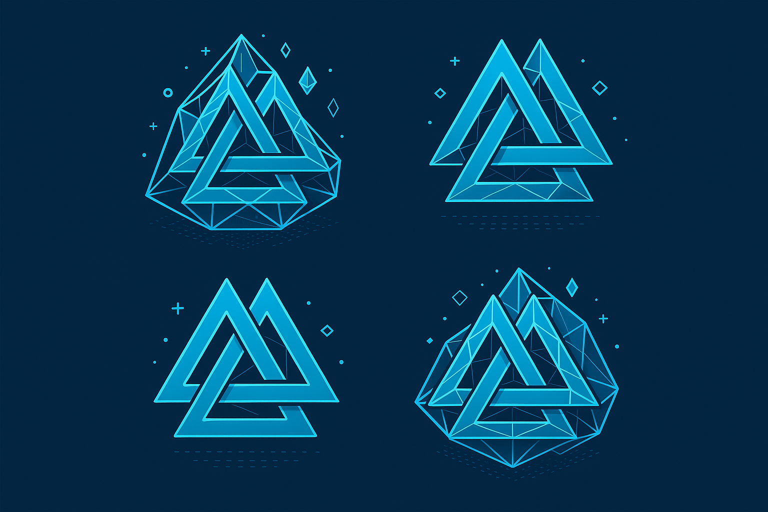 3D perspective valknut tattoo with realistic depth and shadows