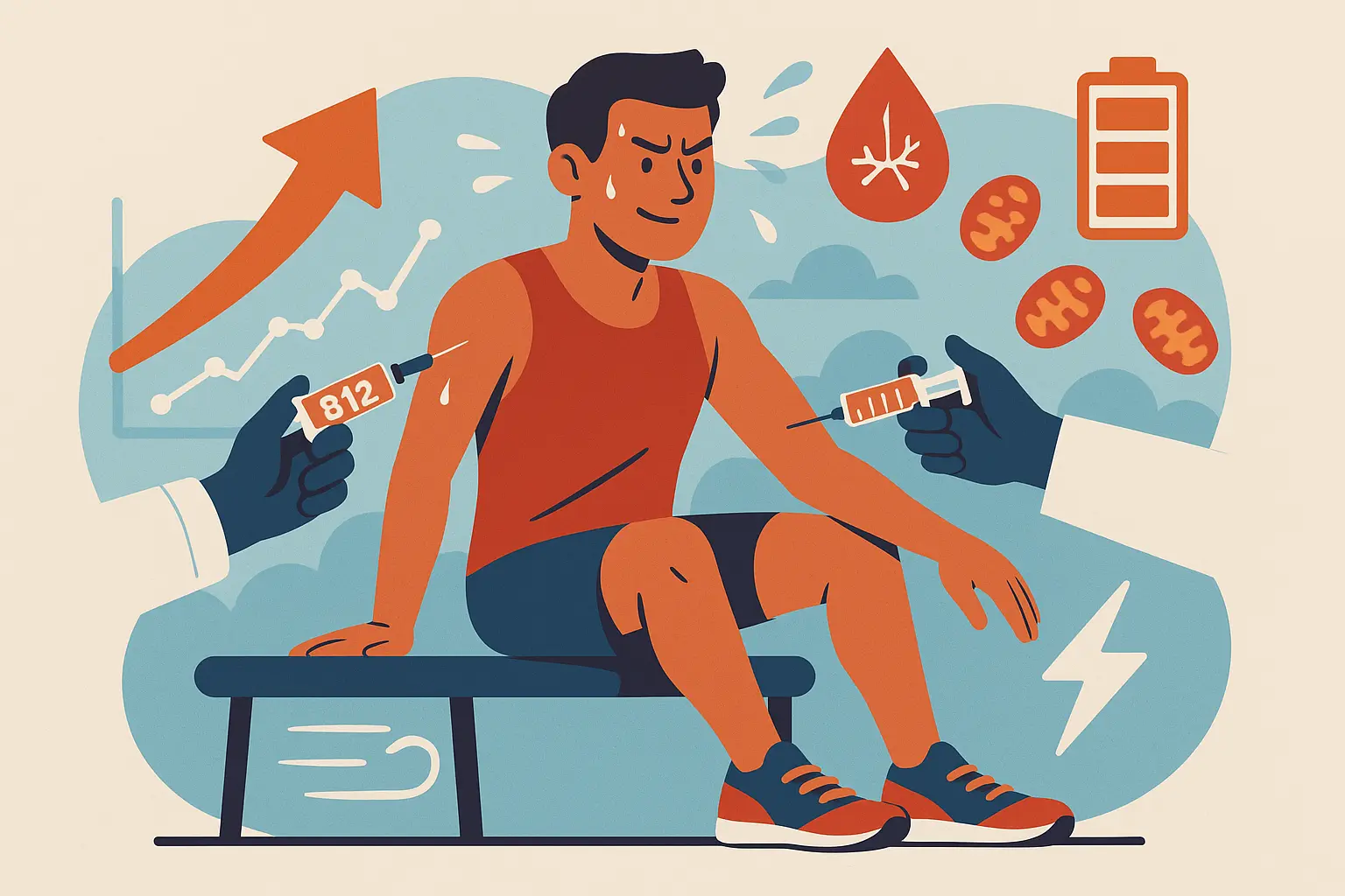 Athletic performance chart showing B12 loading protocol results
