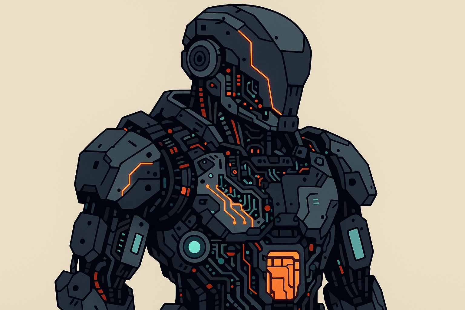 Cyberpunk mechanical armor tattoo concept