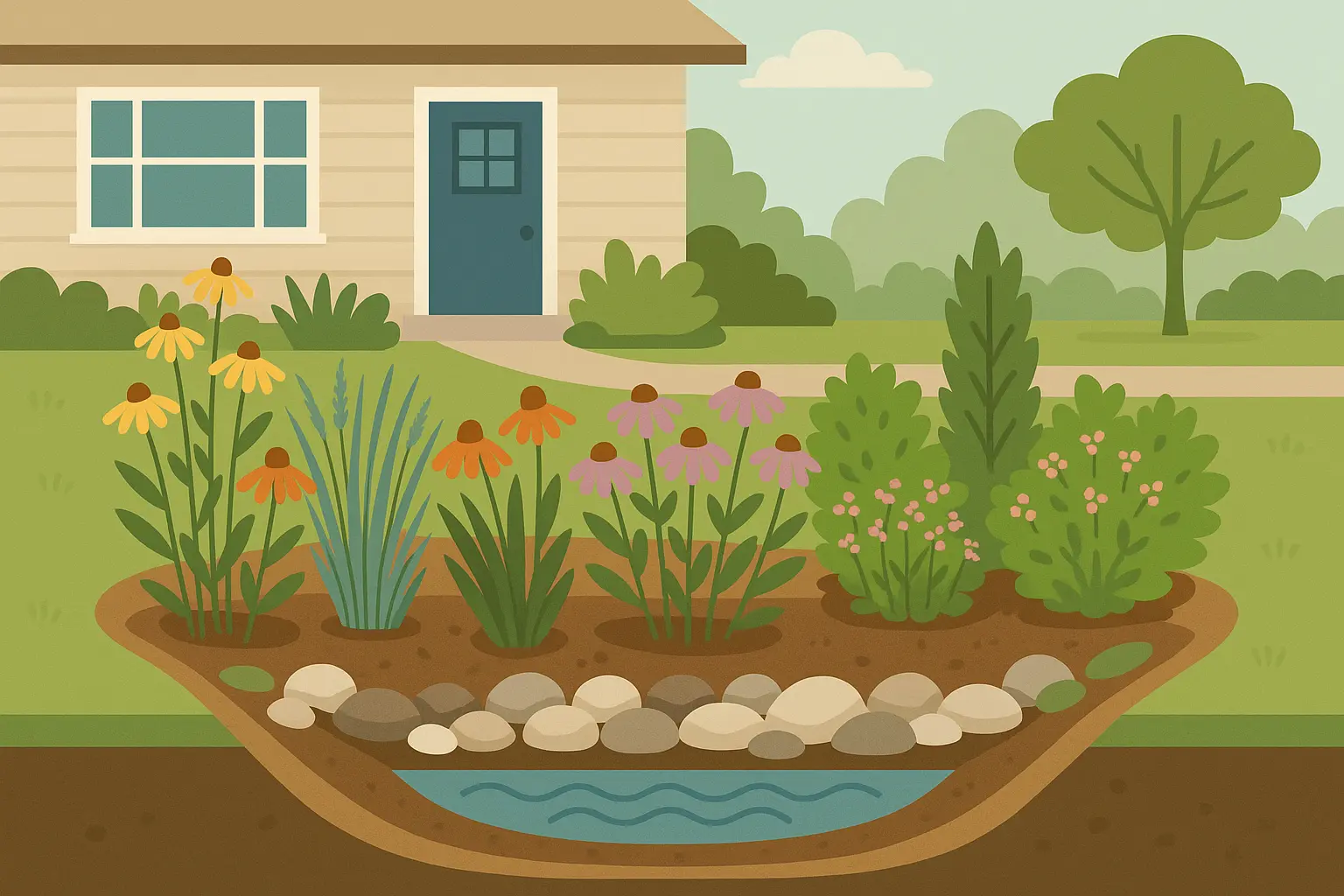 Rain garden landscape design