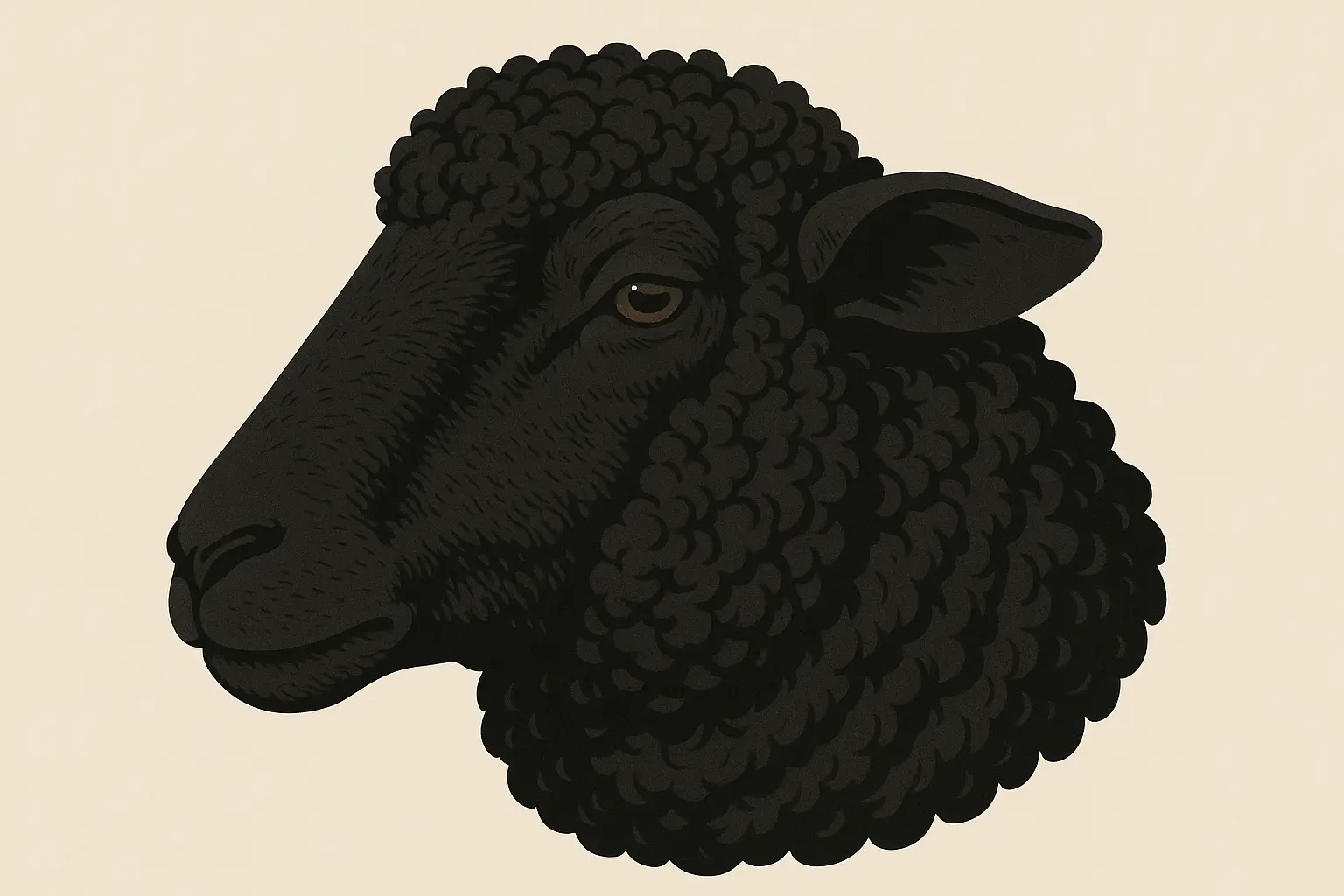 Photorealistic black sheep tattoo head