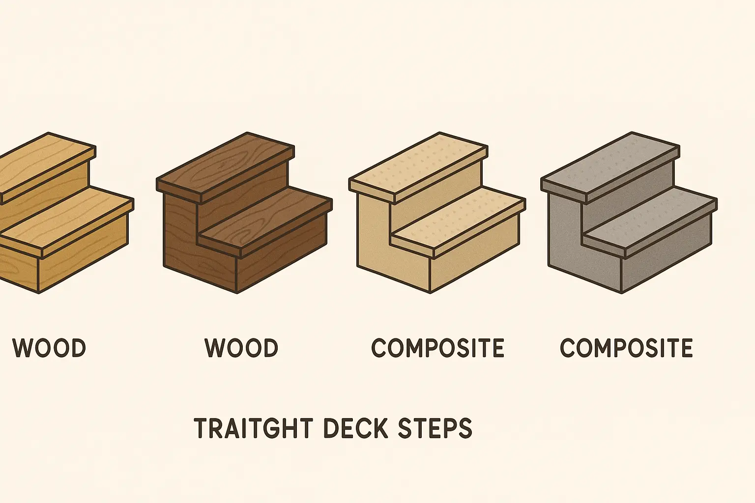 Traditional straight deck steps construction