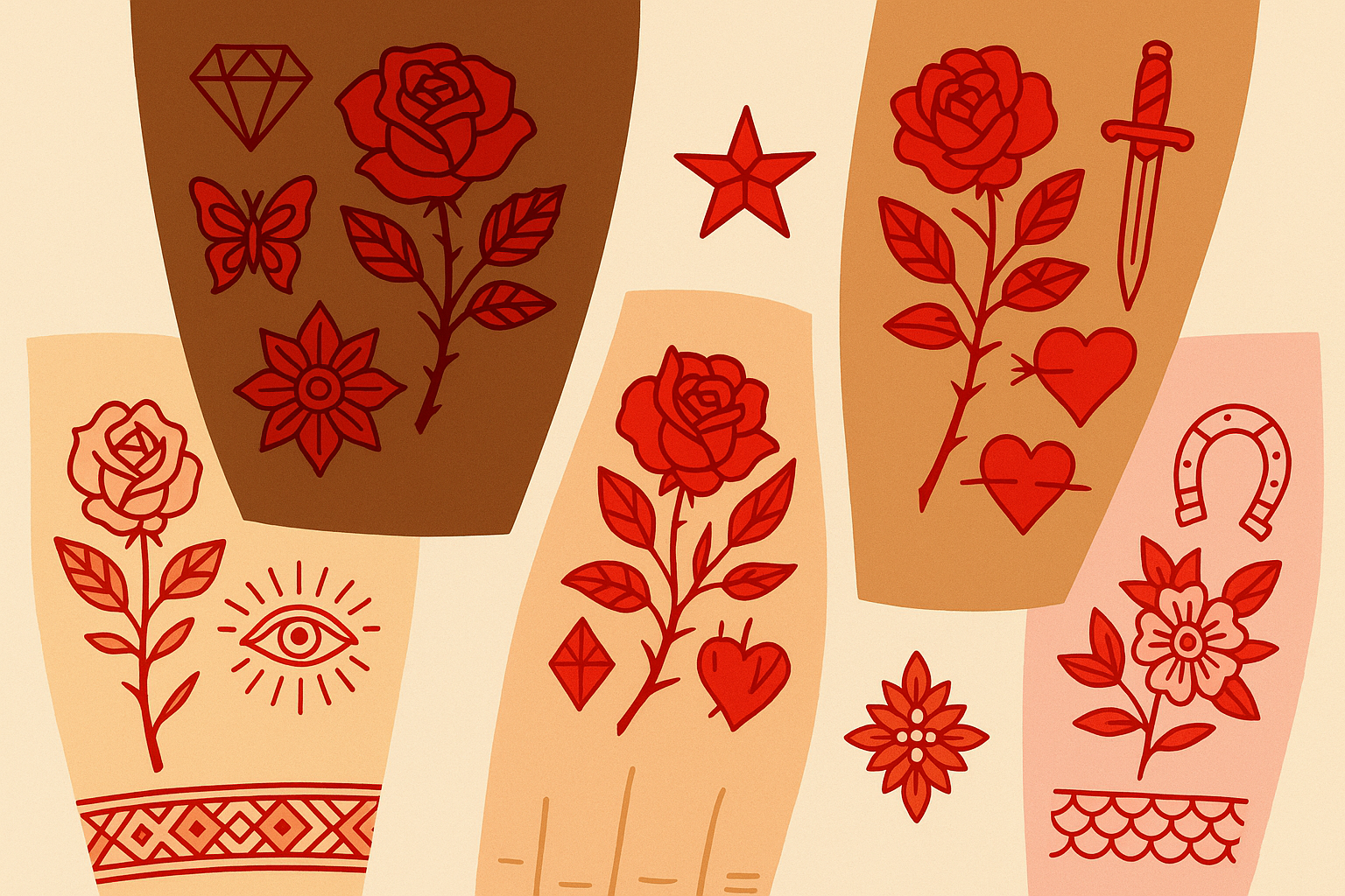 Bold red tattoo designs showcase