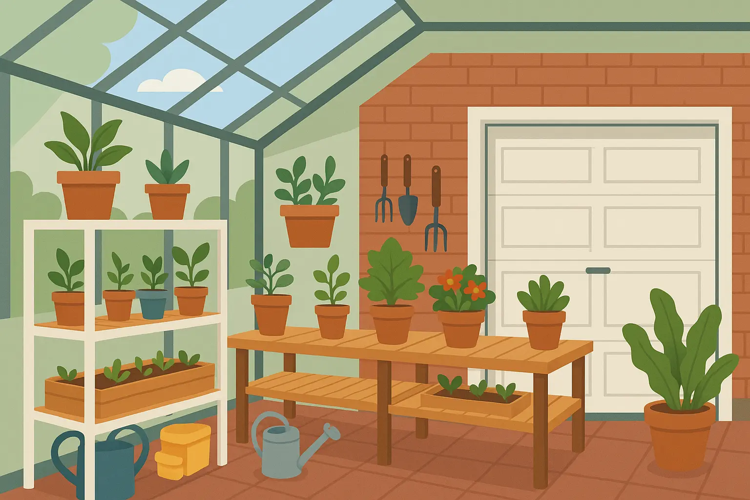 Greenhouse attachment to detached garage