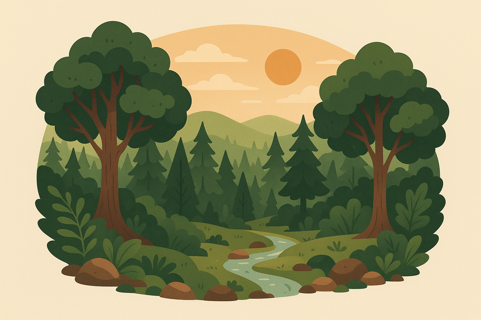 Forest scene hip tattoo design