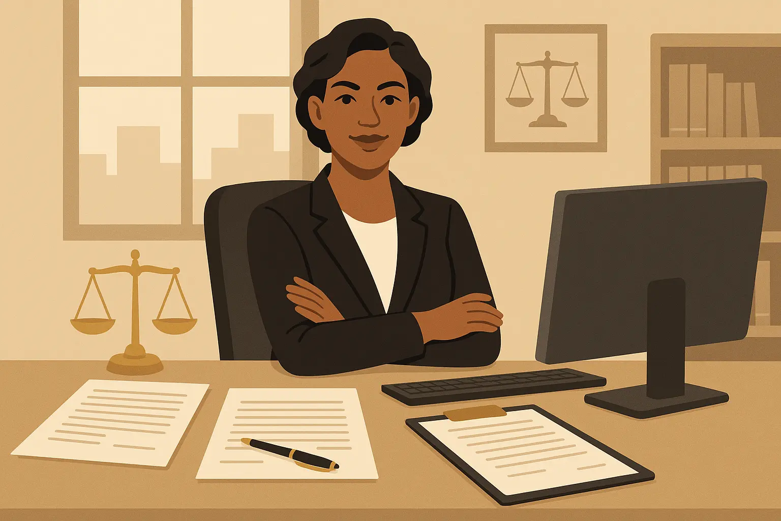 Successful legal secretary at work