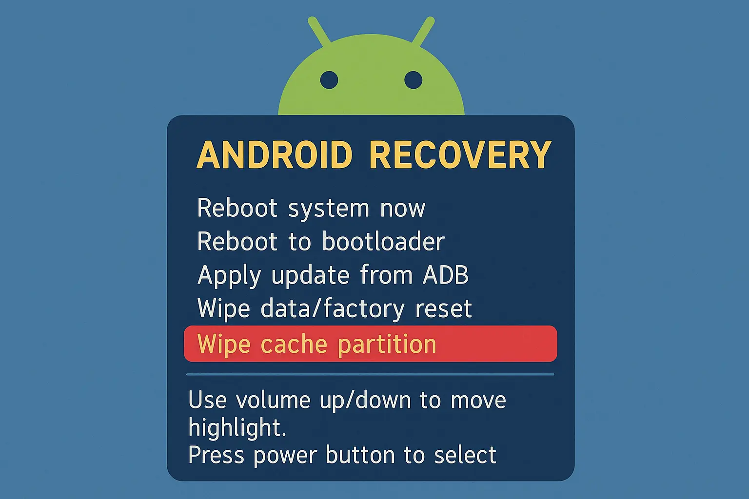 Android recovery mode cache clearing