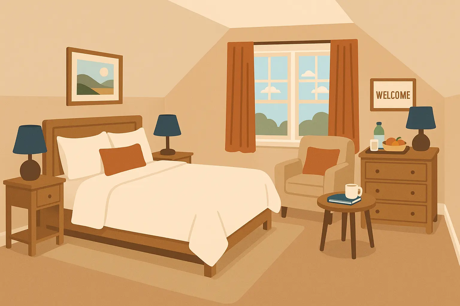 Elegant guest bedroom suite in converted bonus room