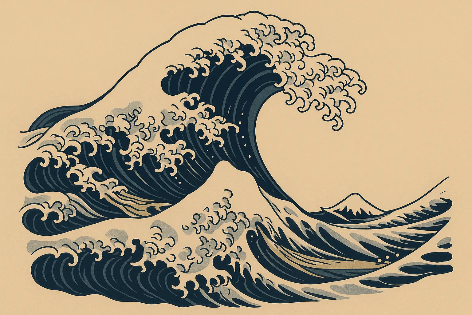 Large statement Japanese wave tattoo pieces