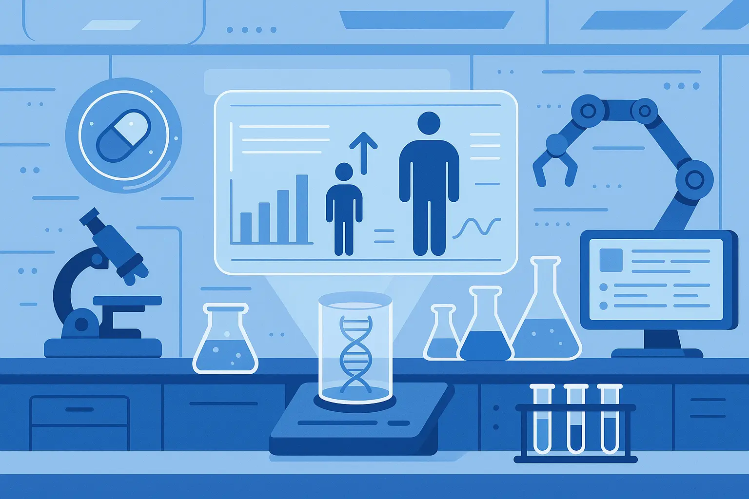 Futuristic laboratory with size transformation technology