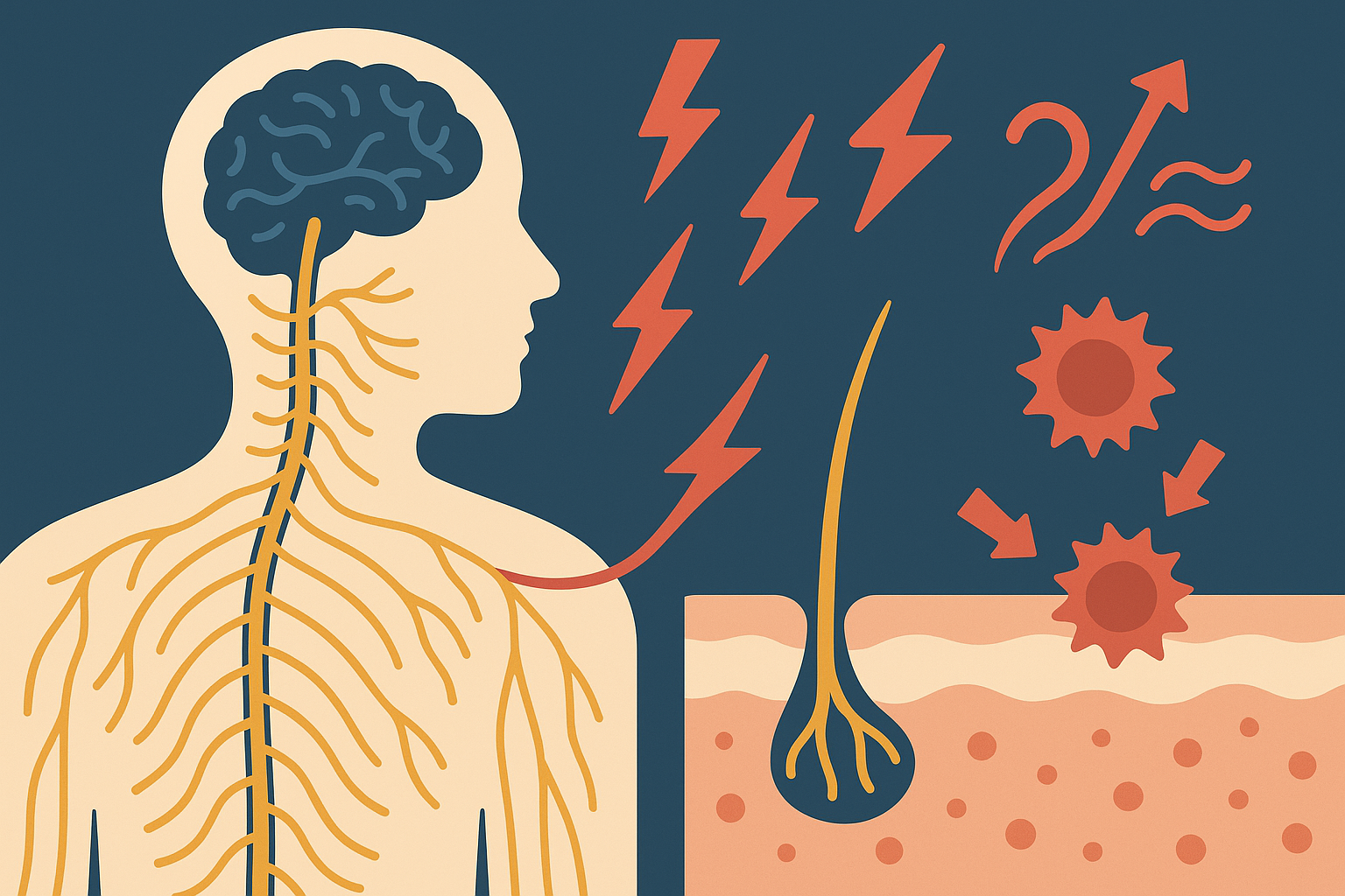 Nervous system impact on skin texture and inflammation