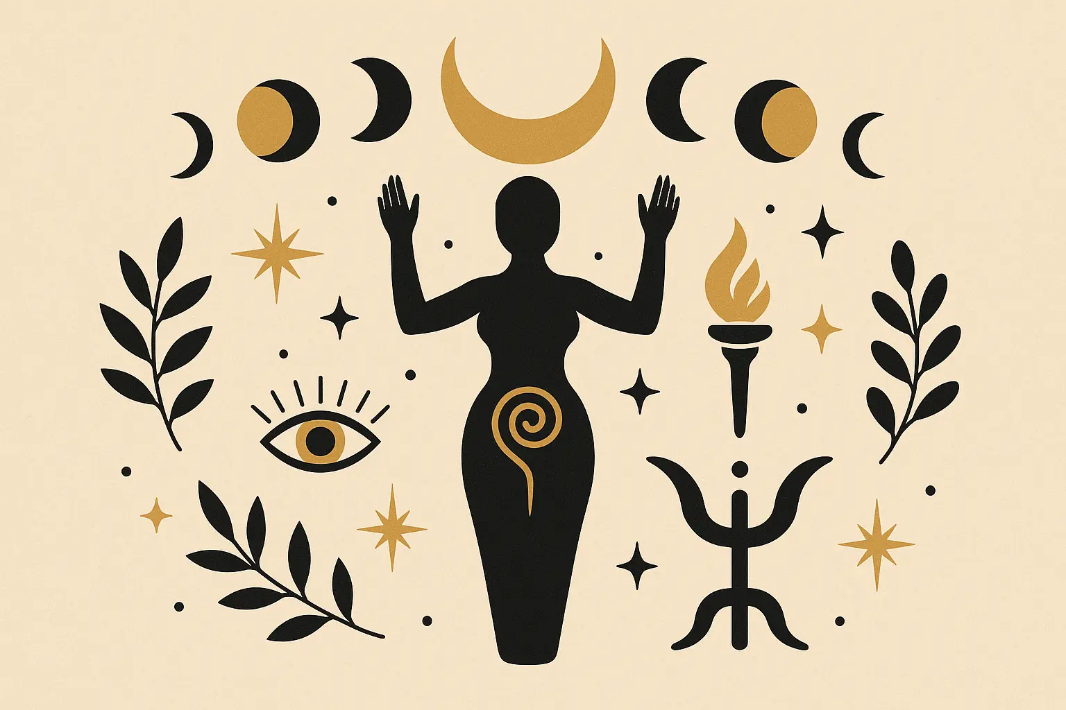 Ancient goddess symbolism with moth imagery