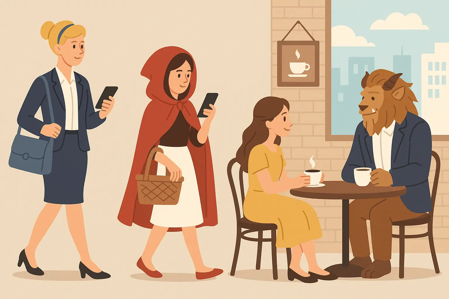 Classic fairy tale characters in modern settings