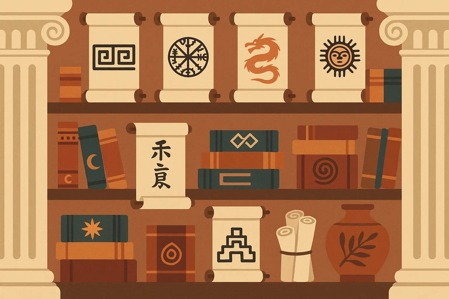 Ancient mythological stories and symbols